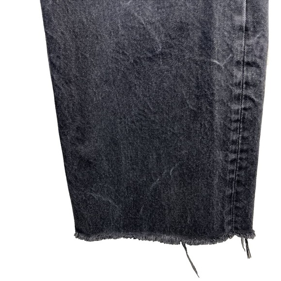 Zara High Waisted Distressed Baggy Wide Leg Full Length Jeans Black Size 12 - Picture 4 of 11